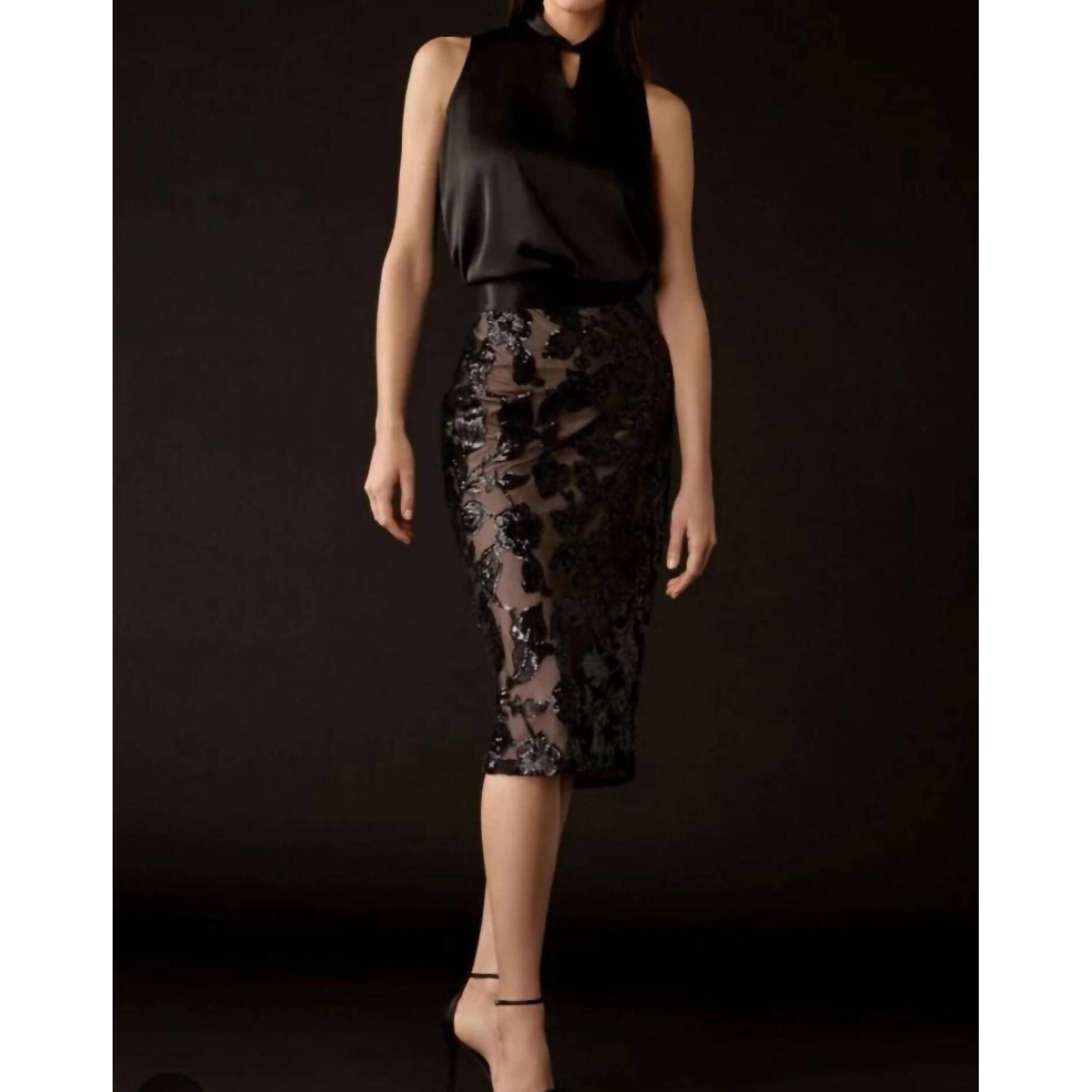 New Joseph Ribkoff Sequins Skirt In Black